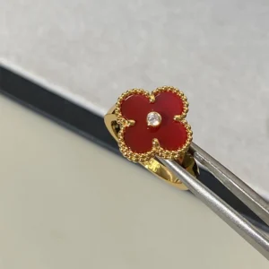 Red Agate Pavé Ring