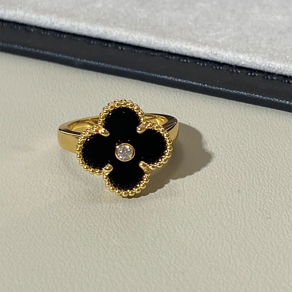 Black Onyx Clover & Pavé Ring