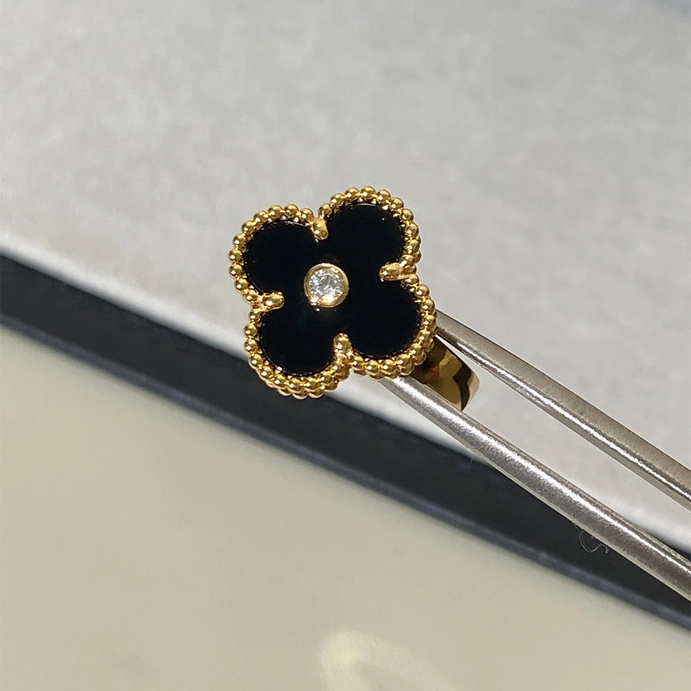 Black Onyx Clover & Pavé Ring