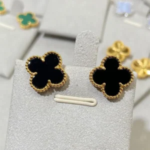 Black Onyx Clover Earrings