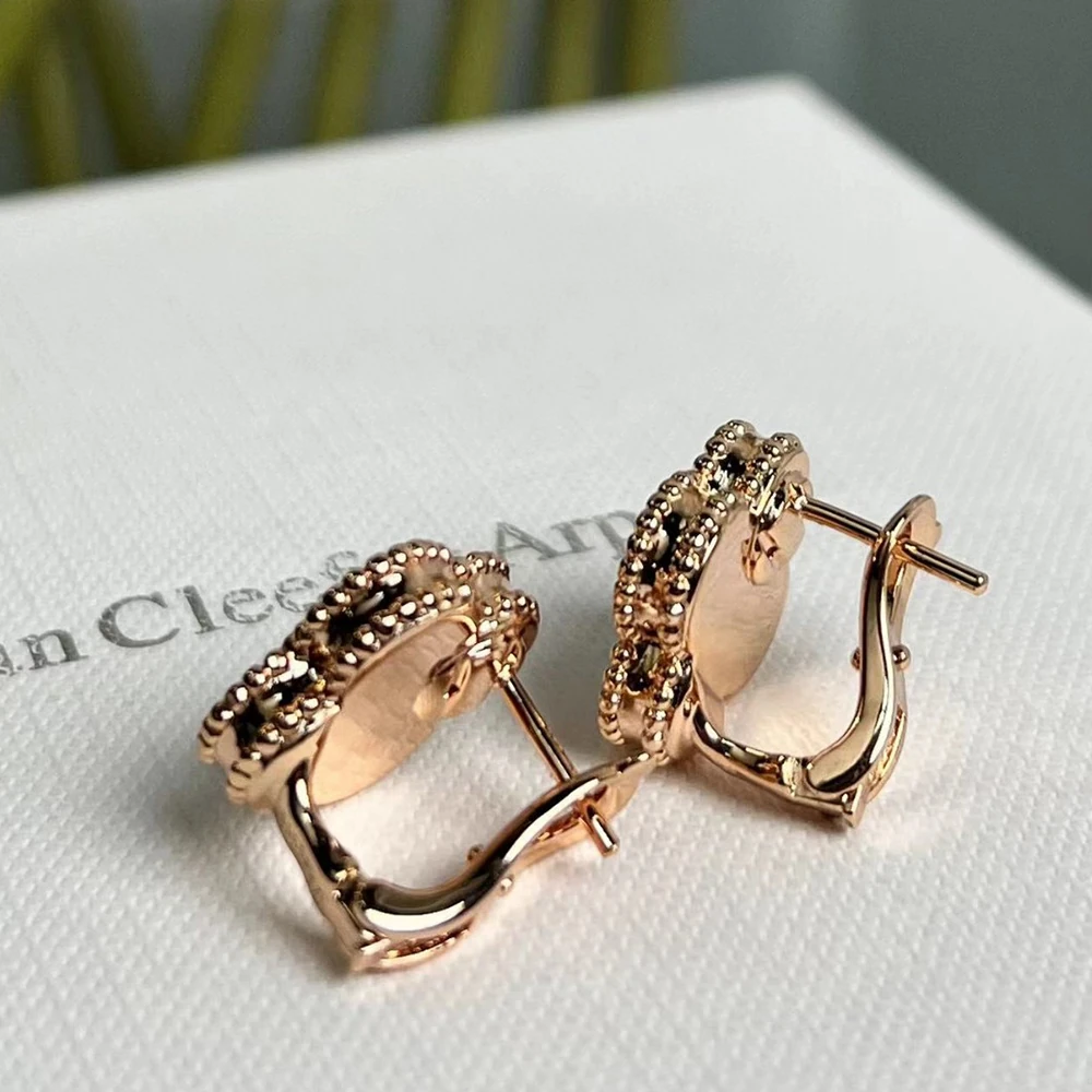 Red Agate Clover Earrings