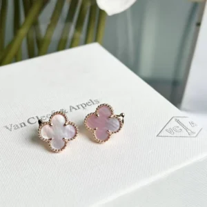 Pink Mother-of-Pearl Clover Earrings