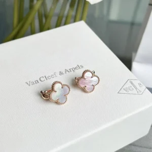 Pink Mother-of-Pearl Clover Earrings