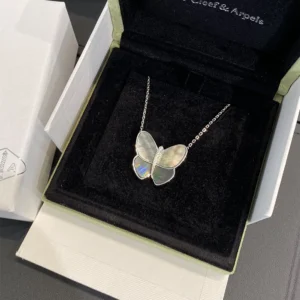 Mother-of-Pearl Pavé Butterfly Necklace