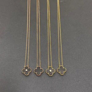 Black Onyx Pavé Clover Necklace