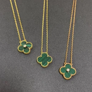 Malachite Pavé Clover Necklace