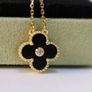 Black Onyx Pavé Clover Necklace