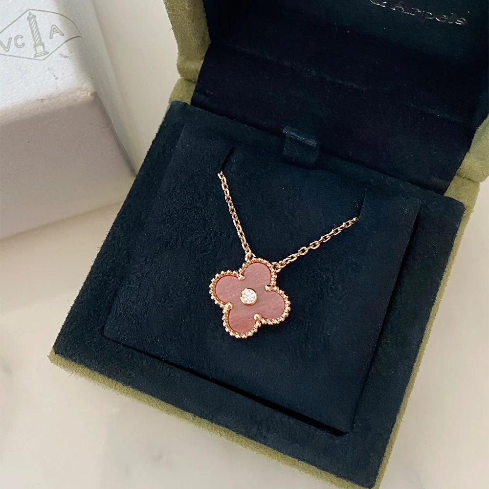 Rhodonite & Rose Quartz Arc Clover Necklace