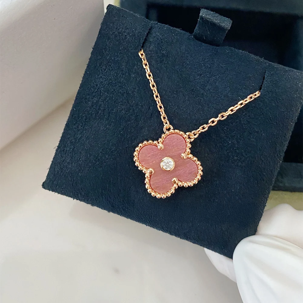 Rhodonite & Rose Quartz Arc Clover Necklace