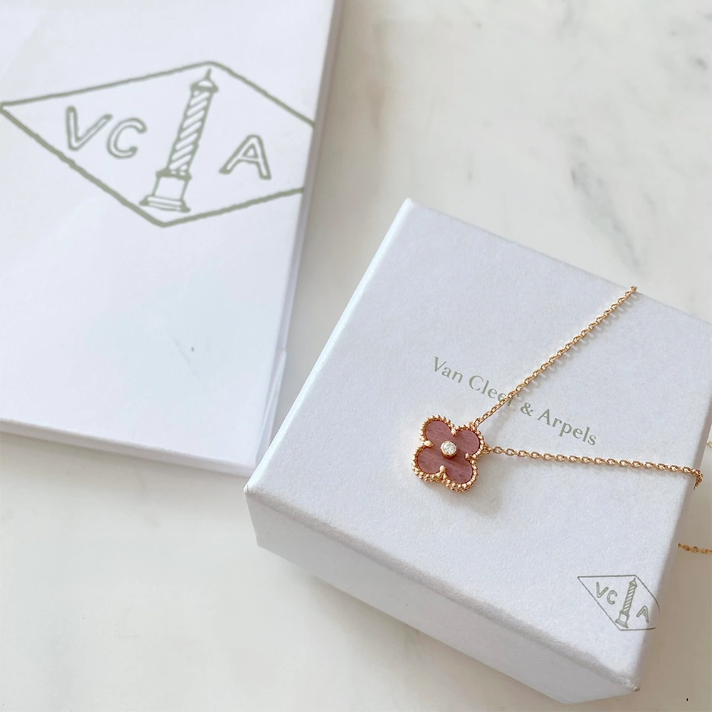 Rhodonite & Rose Quartz Arc Clover Necklace