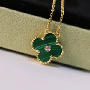 Malachite Pavé Clover Necklace