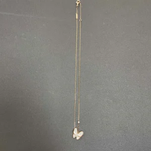 White Mother-of-Pearl & Turquoise Butterfly Necklace