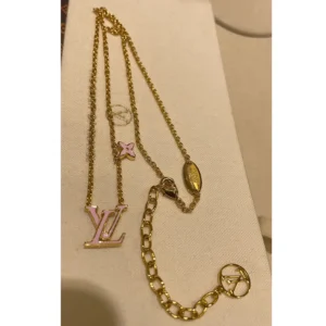 Pink Enamel Letter Necklace