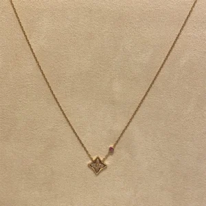 Pearl Pavé Floral Square Pink Pavé Necklace