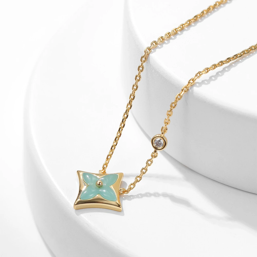 Amazonite Graphic Pendant Necklace
