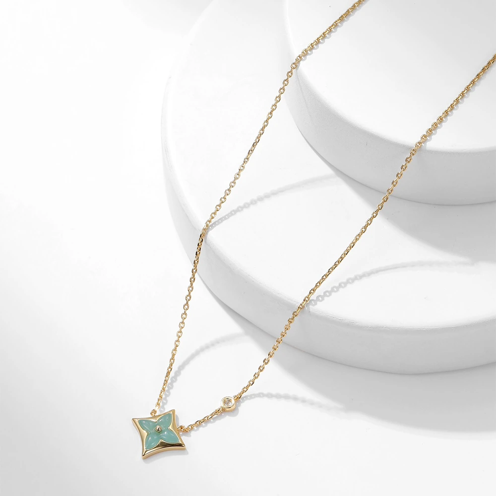 Amazonite Graphic Pendant Necklace