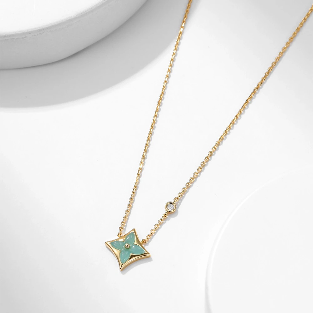 Amazonite Graphic Pendant Necklace