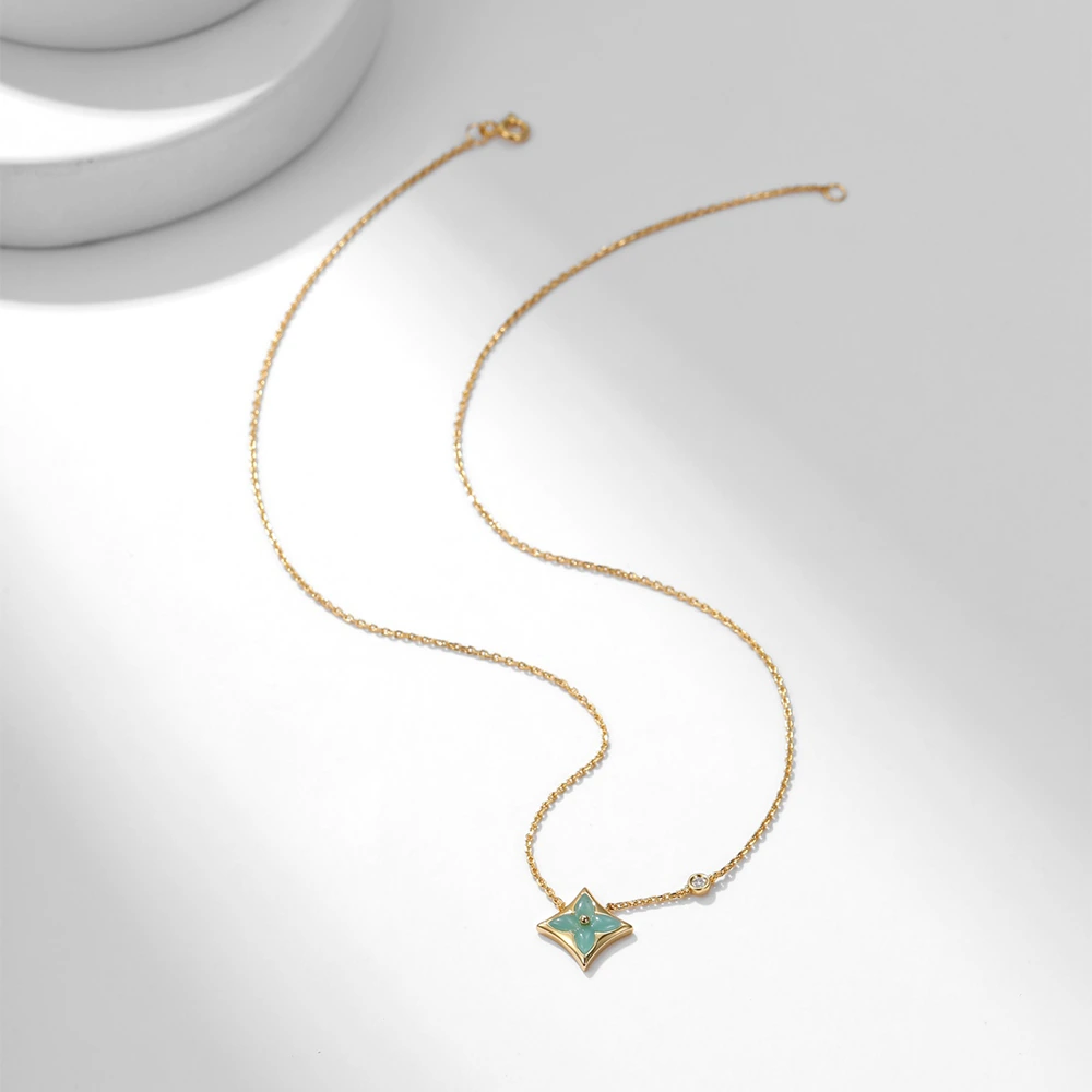 Amazonite Graphic Pendant Necklace