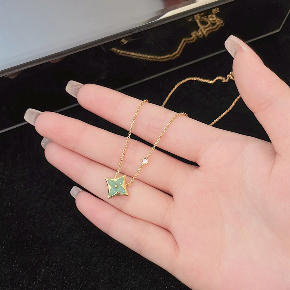 Amazonite Graphic Pendant Necklace