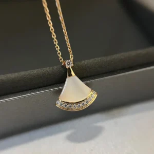 Mother-of-Pearl Fan Pavé Necklace