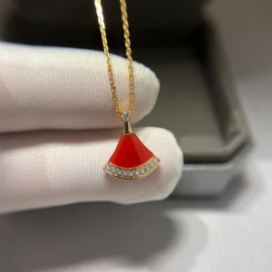 Carnelian Fan Pavé Necklace