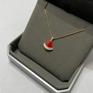 Carnelian Fan Pavé Necklace