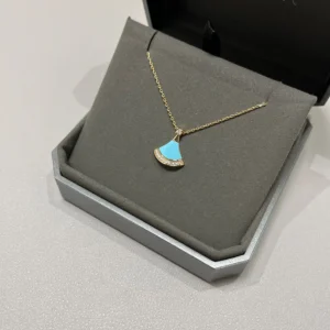 Turquoise Fan Pavé Necklace
