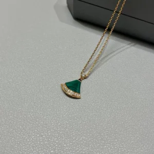 Malachite Fan Pavé Necklace