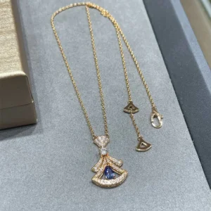 Fan Blue Center Pavé Necklace