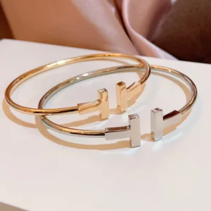 Double T Pavé Coil Cuff Bracelet
