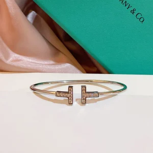 Double T Pavé Coil Cuff Bracelet