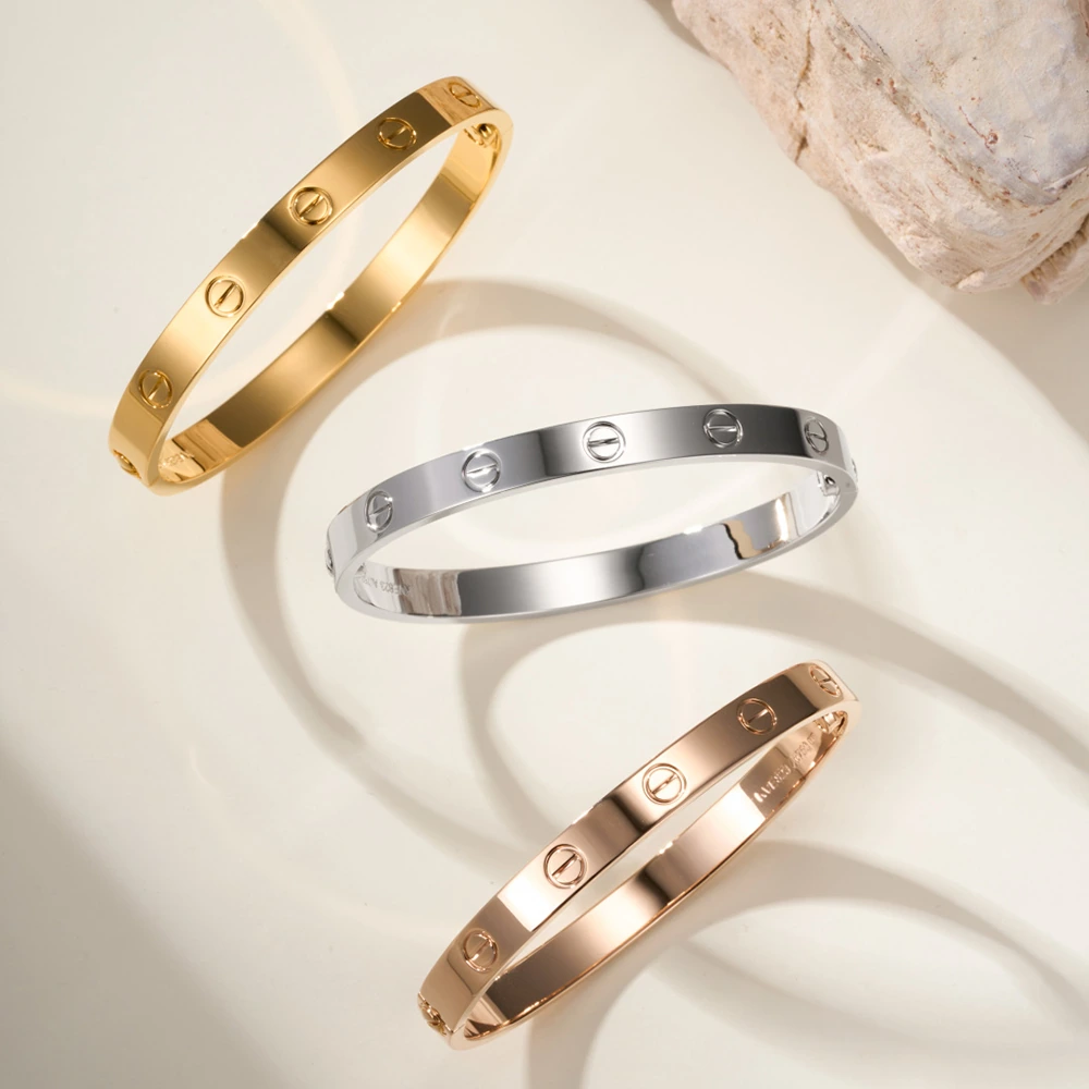 Wide Polished Screw Motif Bracelet