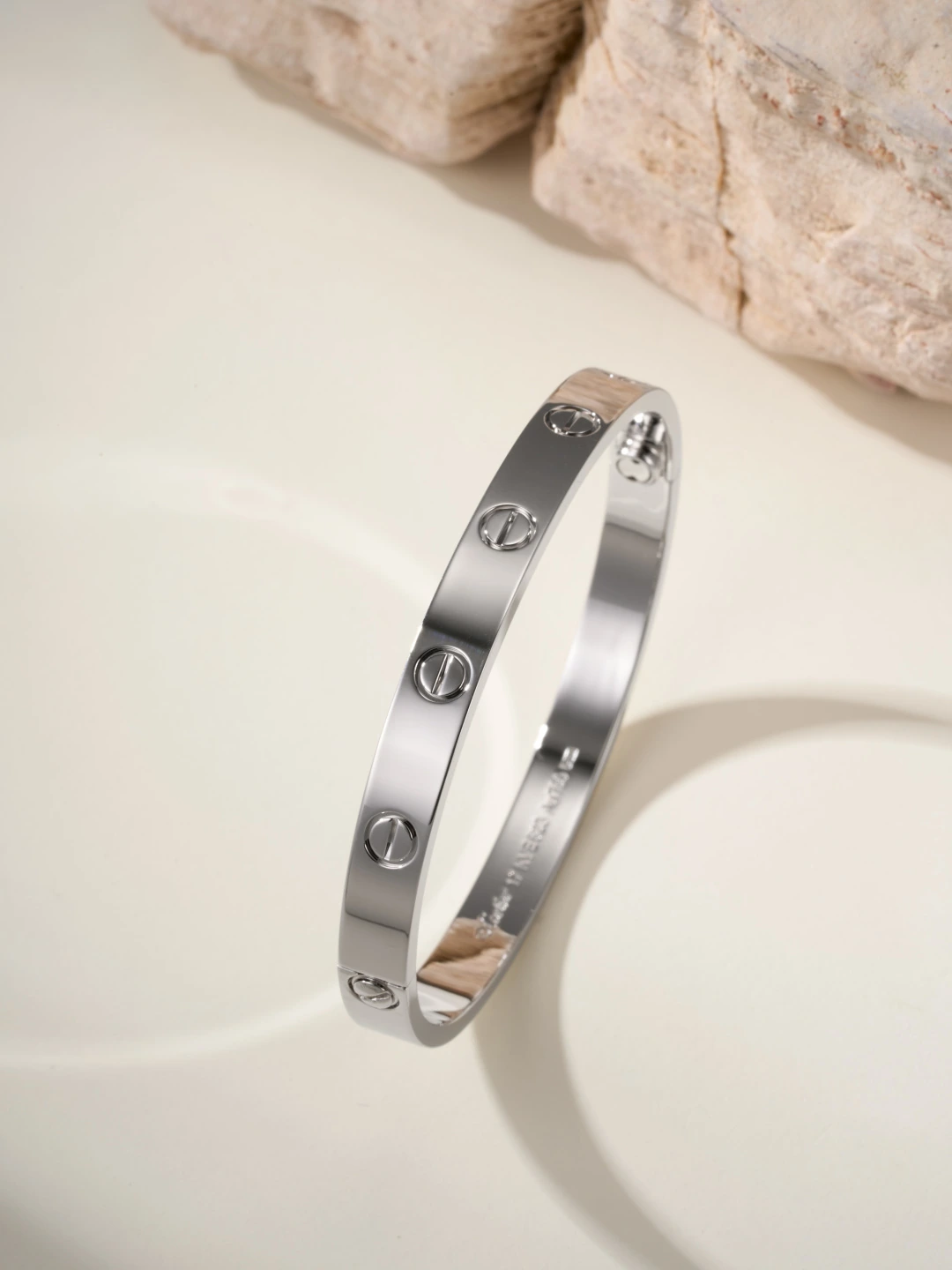 Wide Polished Screw Motif Bracelet