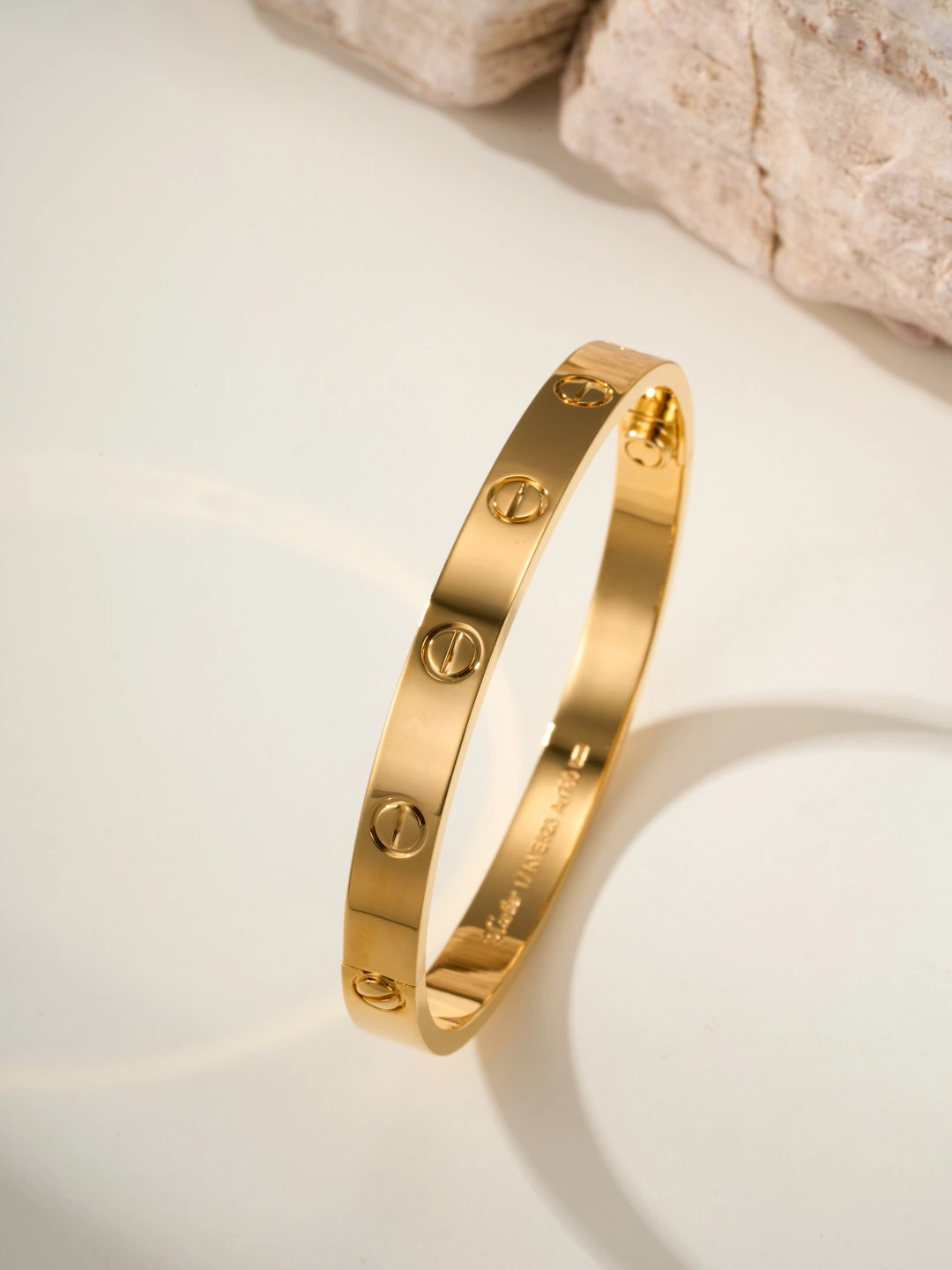 Wide Polished Screw Motif Bracelet