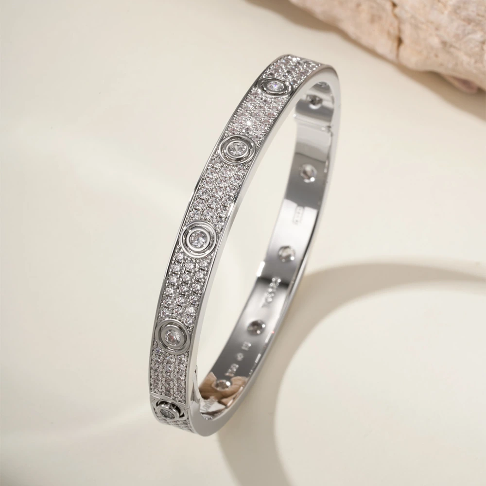 Wide Pavé Screw Motif Bracelet
