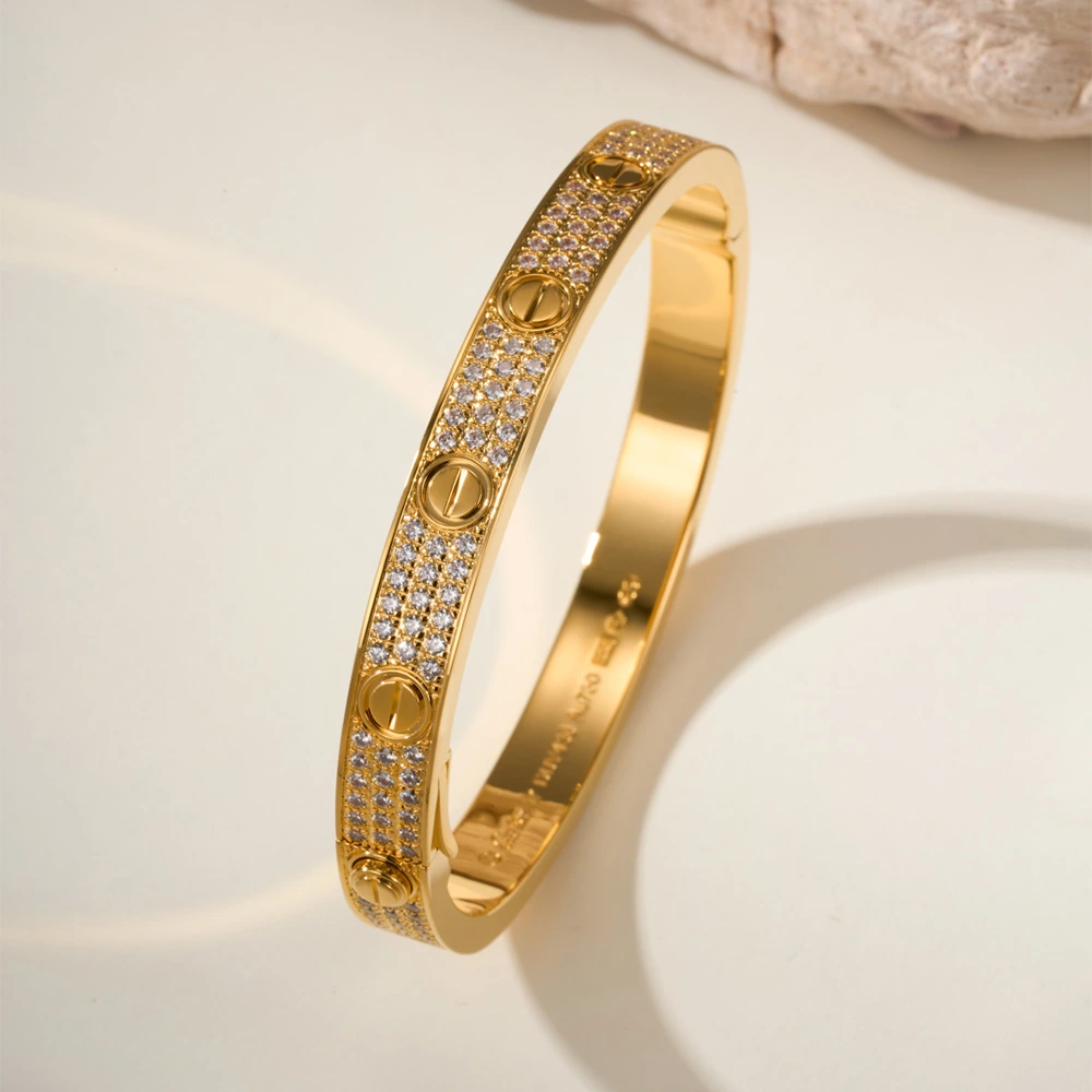 Wide Pavé Screw Motif Bracelet