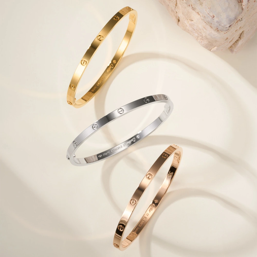 Slim Polished Screw Motif Bracelet