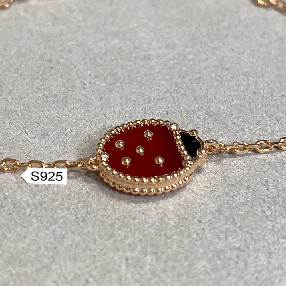 Lucky Spring Closed-Wing Carnelian Ladybug Rose Gold-Plated Bracelet - Image 8