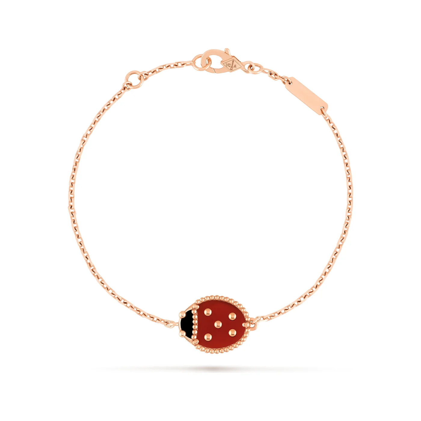 Lucky Spring Closed-Wing Carnelian Ladybug Rose Gold-Plated Bracelet