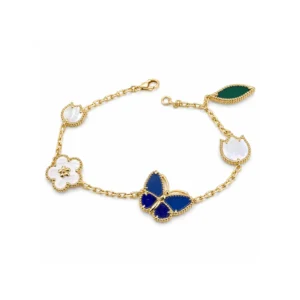 Lucky Spring Butterfly Multi-Stone Gold-Plated Bracelet