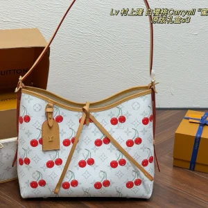 Monogram Cherry Druck mit Tragegriff Schulter Tragetasche, Narbenleder, 24 cm, 0,78 kg