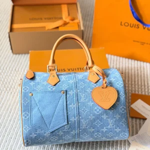Gedruckter Denim mit Tragegriff Schulter & Umhänge Kissentasche, Leinwand, 30 × 18 × 15 cm, 0,95 kg