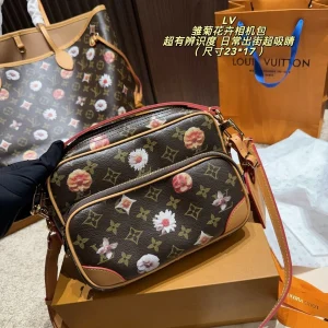 Monogram Gänseblümchendruck Obergriff Schulter & Umhänge Tasche, Narbenleder, 23 × 17 cm, 0,73 kg