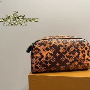 Leopard Druck Kosmetiktasche, Leder, 25 × 15 cm, 0,75 kg