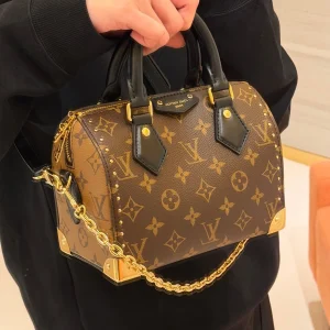 Monogramm Speedy Koffer Kissentasche, Narbenleder, Groß: 26 cm / Klein: 20,5 cm, 0,8 kg