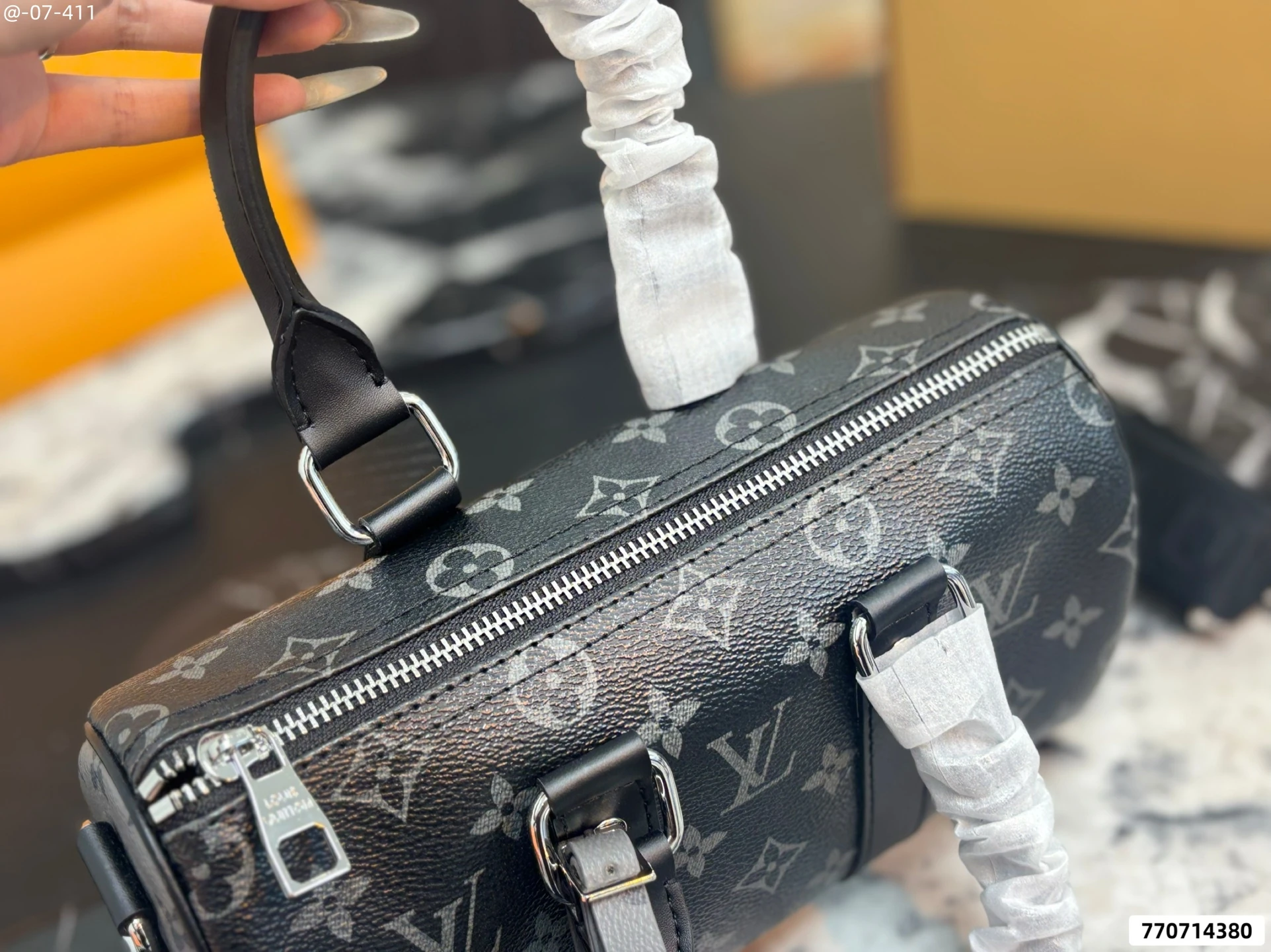Embossed Monogram Top-Handle Shoulder & Crossbody Pillow Bag, Top-Grain Leather, 25 cm, 0.7 kg - Image 9